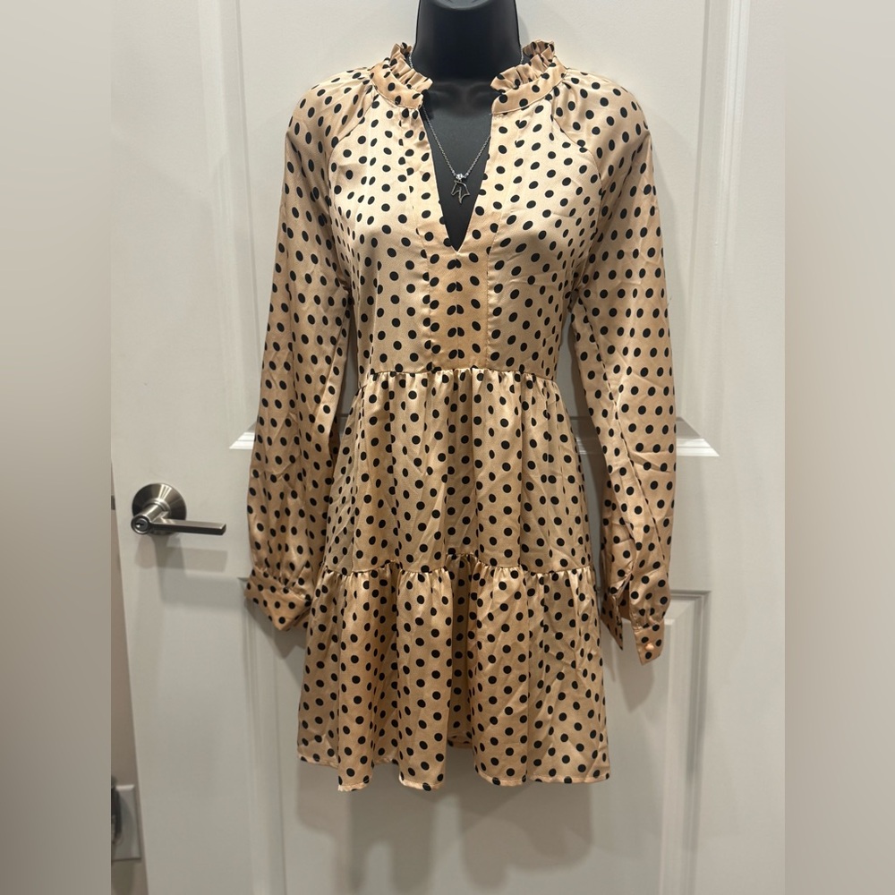Urban Outfitters polka dot Long Sleeve V-Neck babydoll dress. Like new! So cute!